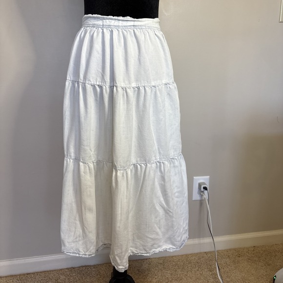 Bella Dahl Button Tiered Skirt XS Light Wash Pale Blue Cottagecore - Picture 6 of 8